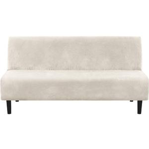 H.VERSAILTEX Real Futon Cover Armless Sofa Covers Sofa Bed Covers Stretch Futon Couch Cover Sofa Slipcover Furniture Protector Thick Soft Fabric Form Fitted Stay in Place, Ivory