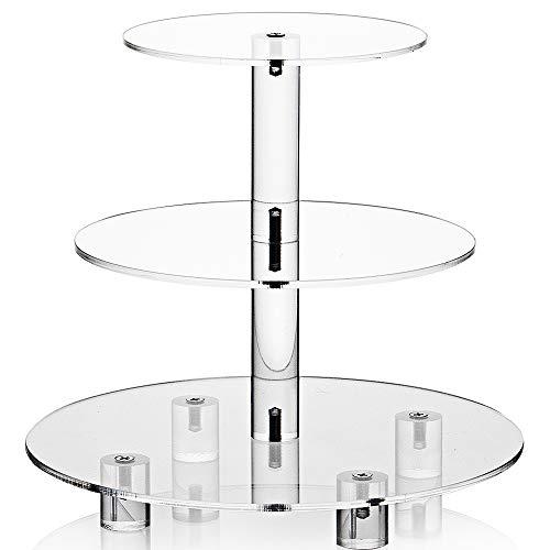 Acrylic Cupcake Stand, Clear Dessert Tower Holder Display with Base for Wedding, Party, Baby Shower, 3 Tier Round, Transparent