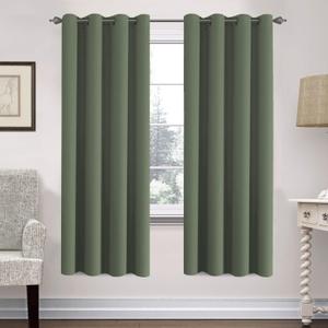 H.VERSAILTEX Ultra Soft Microfiber Thermal Insulated Antique Copper Grommet Blackout Curtains/Window Treatment Draperies 52 by 72 - Inch for Living Room/Bedroom,Set of 2 - Bronze Green (52"W x 72"L (Pack of 2))