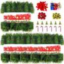 5 Pack 250FT Christmas Green Garland Flower for Christmas and Non-Lit Soft Holiday Decor for Outdoor Indoor Artificial Twist Greenery Garland Home Artificial Wedding Party Decoration