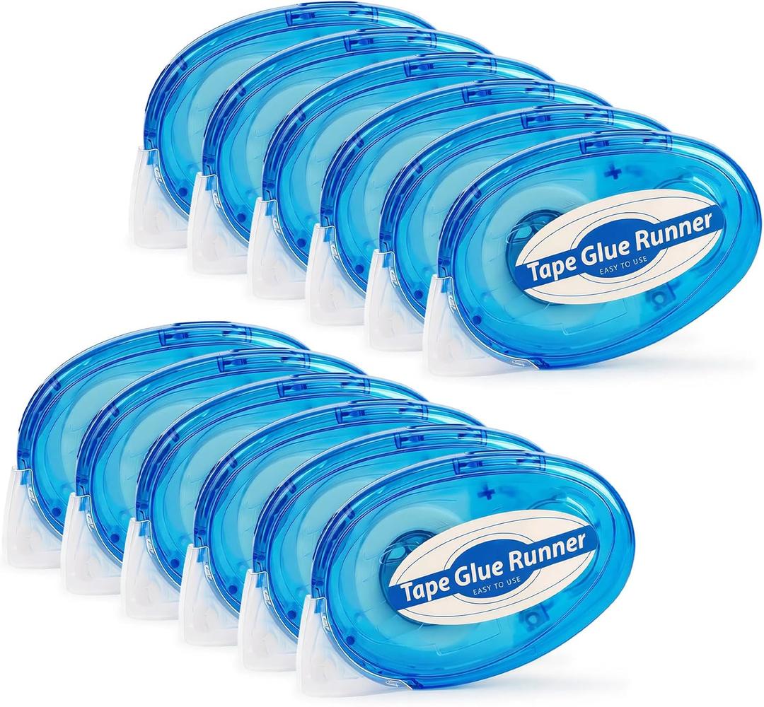 Tmol 12 Pack Scrapbook Tape, 26 Ft x 0.31 in Double Sided Tape Roller, Permanent Adhesive Tape Dispenser Runner, Photo-Safe Glue Tape Roller for Scrapbooking, Crafts and Arts Projects, Smooth & Clean