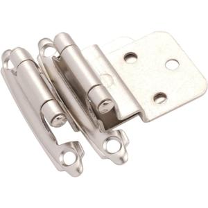DecoBasics 3/8" Inset Cabinet Hinges Brushed Nickel (30 Pair -60 Pcs) Offset Self Closing Cabinet Hinges for Kitchen Cabinets Satin Nickel w/Silicon Bumpers & Upgraded Screws (60 Pack)