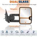 KUIPERAUTO Power Folding Towing Mirrors Compatible for 2007-2013 Chevy Silverado GMC Serria Yukon Suburban Tahoe, Heated Side Mirror w/White Running light Turn Signal Light, Extended Pair Set Black, Right+Left Side