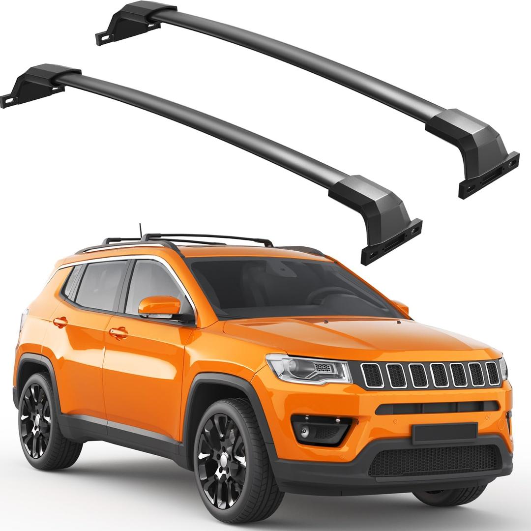 Roof Rack Cross Bars 220lbs Compatible with Jeep Compass 2018-2026,Heavy Duty All-Metal Aluminum Crossbar Luggage Racks Roof Rails Rooftop Black Accessories