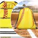 Grneric 14 Pcs Softball Drawstring Bags Party Favor Goodie Bags Cinch Bag Sackpack for Sports Teams Birthday Supplies(Softball)