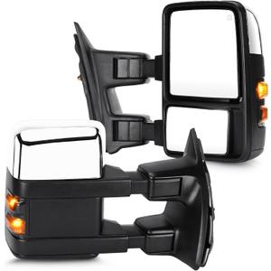 Youxmoto Towing Mirrors fit for 2008-2016 for Ford for F250 F350 F450 F550 Super Duty Pickup Truck Mirrors, Heated; Manual Telescoping/Folding; Turn Signal; Left +Right Side Mirrors; Chrome