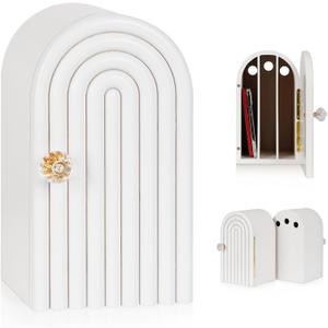 Lzttyee Phone Box for Family Time, Bamboo Cell Phone Jail, 3 Sections Hold 6 Phones, with Charging Holes, Phone Holder Self-Discipline Box, Help Kids Adults Focus Back, Mobile Phone Addiction (White)