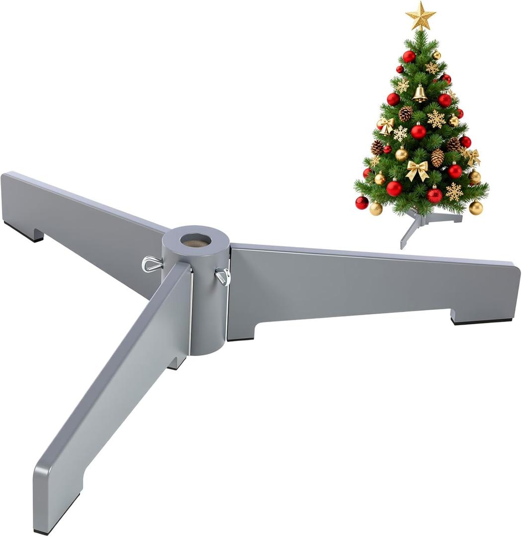 Christmas Tree Stand Base for Artificial Trees Portable Iron Metal Christmas Fake Tree Holder for Artificial Trees with 1.25 inch Diameter Pole or Less Disassemble Stand for Xmas