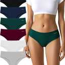 Womens Underwear Cotton Panties Soft Low Waist Hispter Breathable Stretch Ladies Bikini Underwear 6 Pack (Medium)