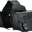 Dream Apparel Naked Cowhide Leather Motorcycle Saddle Bags Throw Over Saddlebags, Motorcycle Side Bags for Honda Shadow Sportster Softail Dyna V-star (Black, No Studs)