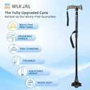 Folding Freedom Walking Cane – Elastic Self-Standing Tripod Base (2026 New), Heavy-Duty 400lbs & Yet Lightweight, Ergonomic Soft-Grip Handle, Collapsible & Adjustable Canes for Stability, Black