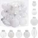 Christmas Ornaments Set, 32Pcs Clear Plastic Shatterproof Christmas Ball Hanging Ornaments for Xmas Tree Decorations, for Indoor Home Thanksgiving Party Holiday Decor - White.