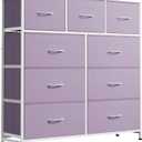 WLIVE Tall Dresser for Bedroom, 9 Drawer Chest of Drawers, Purple