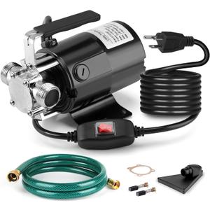 Water Transfer Pump, 115V 1/10HP Electric Utility Pump with On/Off Switch 1 * 6ft Water Hoses Kit for Removing Water from Garden Pools Aquariums Hot Tub Draining 1/8 Low Suction