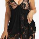 ADOREJOY Women's Lingerie Lace Babydoll Plus Size Sleepwear Nightwear Mesh Chemise, Black , S