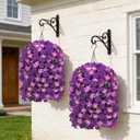 HyeFlora Artificial Flowers with Basket for Outdoors, 3pcs Faux Hanging Morning Glory Silk Fake Flowers Lifelike Plants UV Resistant Flowers for Outside Planter Patio Garden Porch Decor (Purple red)