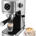 VEGETA Espresso Machine 20 Bar, Small Coffee Maker with 40oz Removable Water Tank, Stainless Steel Espresso Machine with Steam Milk Frother, Latte & Cappuccino Machine for Home, Silver