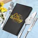 Personalized Wedding Cake Knife and Server Set, Engraved Cake Cutting Set with Stainless Steel Forks, Bridal Anniversary Birthday Wedding Registry Gifts(Non-customized)
