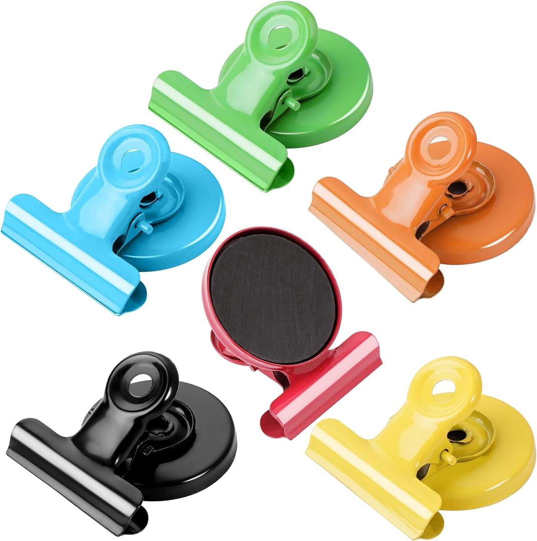 VNDUEEY 6 Pack Fridge Magnets Refrigerator Magnets, Magnetic Clips for Whiteboard, Magnet Clips for Kitchen Office Organizing & DecoratingAll Black OR Colorful Randomly Send