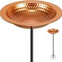 YADOOLIFE Metal Bird Bath Stand for Outdoors Garden, Bird Baths Birdbaths Bowl with Stake, Hand-Hammered Standing Birdbath, 5-Prong Base (Standing Bird Bath), 38.2''H