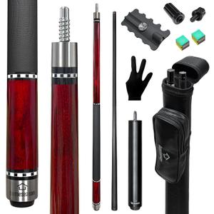 HomeSeason 58inch Carbon Fiber Pool Cue Stick with Screw-in Extension and Leather Case, 18oz Low Deflection Professional Cue Stick for Billiards, 13mm Tip