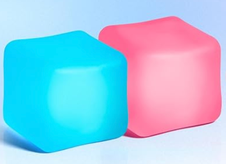 2 Pcs Stress Cube Bulk Swirl Ice Cube Stress Ball for Adults Anxiety Relief Soft Squeeze Sensory Square Ball for ADHD Prizes Goodie Bag Stuffers Party Favors (Pink,Blue)