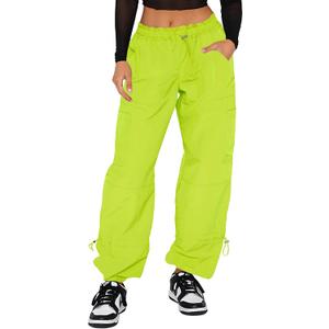 DISCIPBUSH Cargo Pants Women Baggy - Parachute Pants for Women, Rave Y2K Festival Outfits Hiking Camping Essentials (Green, S)