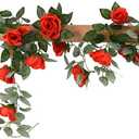 Artificial and Dried Flower Artificial Rose Vine Flowers Simulation Silk Rose Flower Garland for Wedding Party Artificial Rose Vine Home Garden Decor - ( Color: R;Size: One Size )