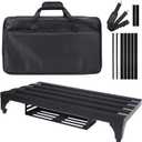 22" x 12.5" Aluminum Alloy Guitar Pedal Board with Power Supply Tray, Carry Bag & Mounting Tapes Included (Black, APB-22BK)