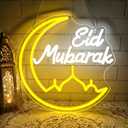 Eid Mubarak Neon Sign with Dimmer LED Ramadan & Eid Decor Light,USB Powered Islamic Neon Wall Sign for Home,Party,Mosque & Celebration