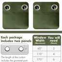 MIULEE 90" Long Blackout Room Darkening Curtains Thermal Insulated Drapes Solid Window Treatment Set Grommet Top Light Blocking Curtain for Living Room/Bedroom 2 Panels Olive Green