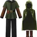 ReliBeauty Kids Archer Costume Boys Girls Hunter Costume with Cape, Green, 160