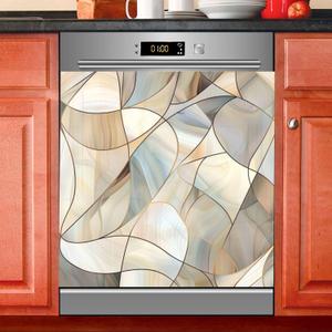 Abstract Stained Glass Pattern Dishwasher Magnet Cover Sticker Magnetic Refrigerator Panel Front Door Fridge Microwave Decal (23 X 26 in)
