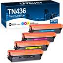 Compatible TN436 Toner Cartridge Set 6500 High Yield with Chip Replacement for Brother TN436 TN 436 TN433 TN431 Printer (4Pack,BK/C/Y/M)