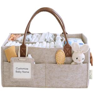 Lily Miles Baby Diaper Caddy Organizer, Nursery Storage Basket for Newborn Essentials, Neutral Gift for Baby Shower, Registry Must-Have, Car Organizer for Diapers and Wipes - Sand, Large (Large (Pack of 1))