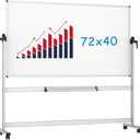 VIZ-PRO Double-Sided Magnetic Mobile Whiteboard, 72 x 40 Inches, Rolling Dry Erase Board Easel Stand on Wheels with Aluminium Frame for School Office Home