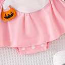 Newborn Halloween Baby Girl Outfit Ruffle Sleeve Romper Dress Suspender Jumpsuit Fall Winter Clothes (0-3 Months, Ghost Pink)