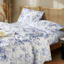 LBRO2M 1000 Thread Count Sheets 100% Egyptian Cotton Bedding Set Floral King Size Sheets 16 Inches Deep Pocket Bedding 4 Piece Sets (King, Field Flower)