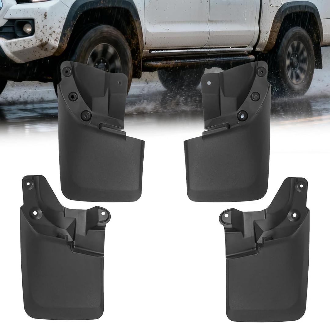 Mud Flaps for Toyota Tacoma with Fender Flares，Complete Front & Rear Splash Guards Set (2016-2023)