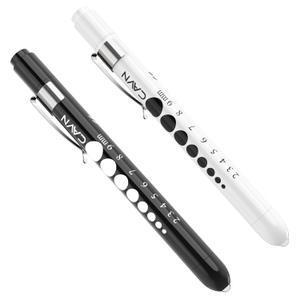 CAVN Pen Light with Pupil Gauge LED Penlight for Nurses Doctors, 2 Pcs Reusable Medical Penlight for Nursing Students (Black/White)