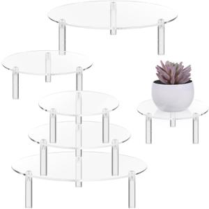 6 Pcs Clear Acrylic Risers Display Stands, Round Transparent Acrylic Risers for Display with 3 Sizes (5"/5.9"/7.9" Diameter) for Cake, Jewelry, Collectibles, Cupcakes, Figures, Home Decor