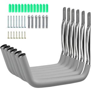 Garage Hooks 6 Pack 15" Stainless Steel, 100LB Heavy Duty Kayak Storage Rack Kayak Wall Mount, Kayak Hanger & Kayak Storage Hooks for Kayak/Bike/Ladder with EVA Anti-Scratch Pads Indoor Organizer