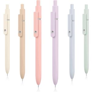 2 x Hapikalor Gel Pens, 6 Pcs 0.5mm Quick Dry Black Ink Pens Fine Point Smooth Writing Pens, Cute Gifts for Women Stocking Stuffers for Teen Girls (1 Count (Pack of 6), Multicolor)