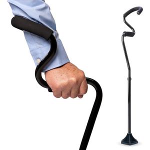 StrongArm Comfort Cane + Self Standing Lightweight Adjustable Walking Cane + Stabilizes Wrist & Provides Extra Support & Stability + Ergonomic Forearm Grip + Canes for Men & Women (Black)