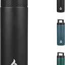 BJPKPK Insulated Water Bottles, Dishwasher Safe 18 oz Water Bottle with Handle, Leakproof BPA Free Water Jug, Stainless Steel Thermos for Sports, Black