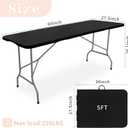 Set of 2 Folding Table 5 FT Camping Table Portable Heavy Duty Plastic Rectangular Outdoor Dining Table Steel Legs Fold-in-Half with Carrying Handle for Indoor,Picnic,Party,Wedding,Events(Black)