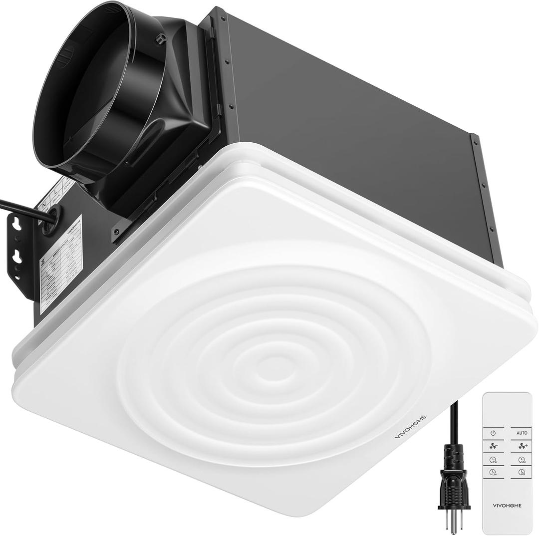 VIVOHOME 240 CFM Bathroom Exhaust Fan with Humidity Sensor - 1.6 Sones Quiet Energy-Saving EC Motor, 6-Speed AutoFlow Remote, 11 x 12 in Easy Retrofit, 6-Inch Duct Kit Included, No Lights & 240 CFM & 6 Speeds