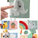 Cute Soft Baby Book with Mirror, Activities, Touch and Feel & Crinkle Pages - Interactive Sensory Cloth Toy for Babies 0-6, 6-12 & 12-18 Months - Adorable Animal Themes for Early Development