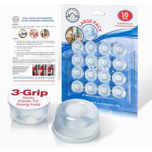 Door Stoppers Wall Protector [16 Pack] Wall Door Stop Small Size | Rubber Door Bumpers Small Size | Self Adhesive Door Stopper | Shower Door Bumpers | Clear Stick on Headboard Stoppers Rubber Bumpers