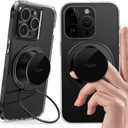 2 x Typecase Phone Grip: Rotatable Ultra Thin Cell Phone Ring Holder for Magnetic Car Mount, Adjustable Finger Ring Kickstand Compatible with Cellphones Magnetic Tablets Accessories - Black